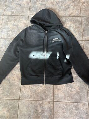 AMIRI Black Zip Hoodie with White AMIRI Hollywood Logo